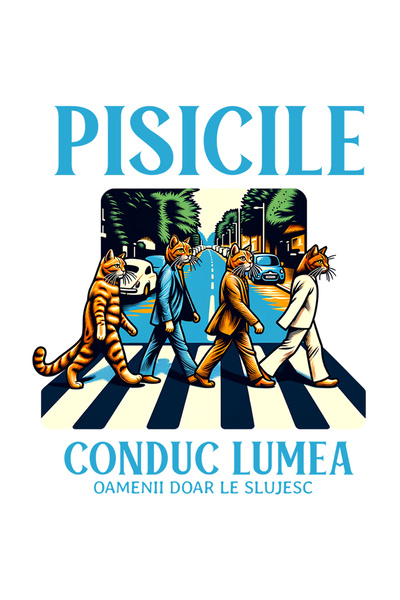 StoryGift Romania Sticker Eticheta 50CM Adeziv Pisici in costum traversand st...