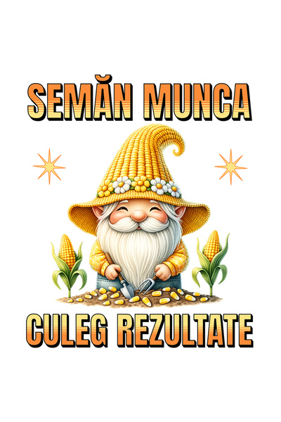 StoryGift Romania Sticker Eticheta 50CM Adeziv Pitic De Gradina Seman munca, culeg rezultate cu Margini Albe, PV