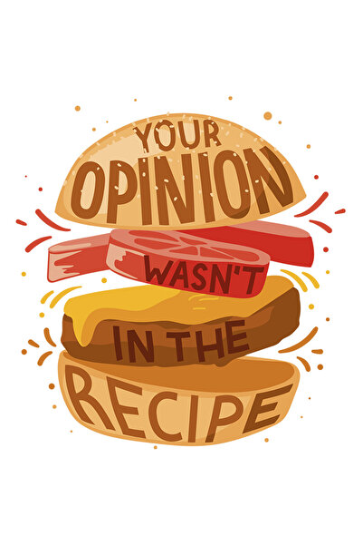 StoryGift Romania Sticker Autocolant 70CM Cu Mesaj In Engleza Your Opinion Wasn't In The Recipe, Burger, cu Mar