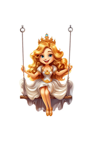 StoryGift Romania Sticker Adeziv 90CM cu o printesa care se da in leagan, frumusica, ilustratie, joaca, rochie a