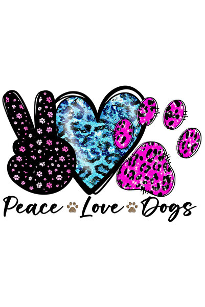 StoryGift Romania Sticker Eticheta 40CM cu mesajul "Peace, love, dogs", inima...