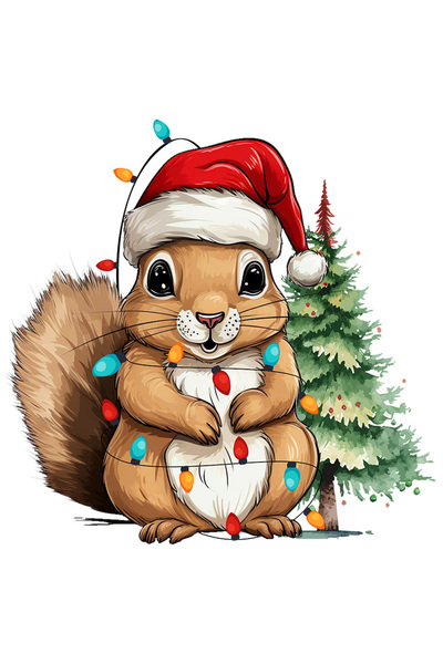 StoryGift Romania Sticker Autocolant 70CM cu o veverita care poarta o caciula...