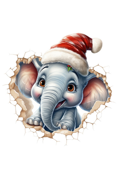 StoryGift Romania Sticker Adeziv 90CM cu un elefant micut care scoate capul p...