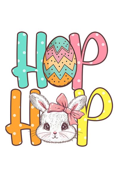 StoryGift Romania Sticker Eticheta 40CM cu iepurasul de Paste cu mesajul "Hop hop", Paste fericit, ilustratie, s