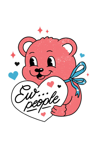 StoryGift Romania Sticker Adeziv 90CM Cu Ursulet Roz, Pancarda In Forma De In...