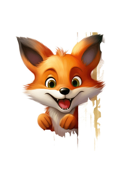 StoryGift Romania Sticker Autocolant 70CM cu o vulpe vesela, ilustratie, anim...