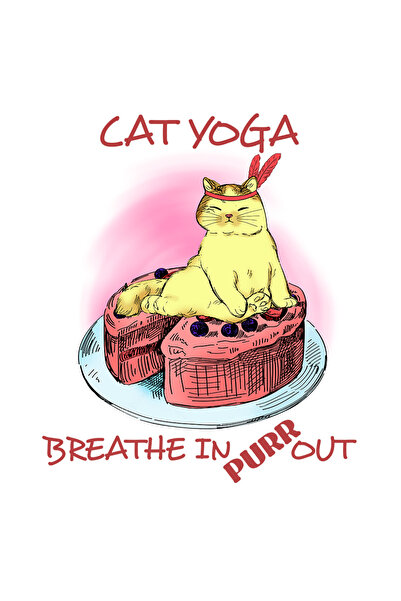 StoryGift Romania Sticker Adeziv 90CM cu pisica pe un tort cu mesajul "Cat Yo...