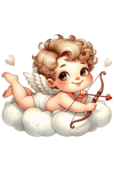 StoryGift Romania Sticker Adeziv 90CM cu un bebelus care trage cu arcul, ilustratie, Cupidon, aripi, sta pe un n