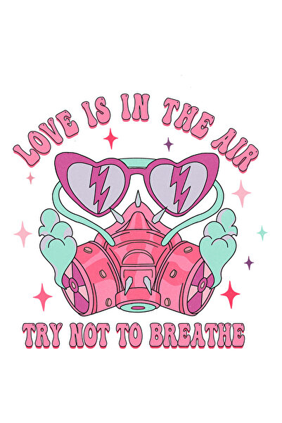 StoryGift Romania Sticker Adeziv 90CM cu o masca de gaze si ochelari cu mesajul "Love is in the air, Try not to