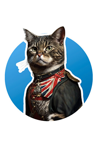 StoryGift Romania Sticker Adeziv 90CM Cu Pisica, Portret, Soldat, Anglia, Steag, Uniforma, cu Margini Albe, PVC