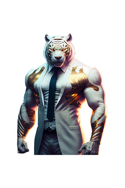 StoryGift Romania Sticker Label 50CM With Tiger, Fantasy, Costume, Business, Animal, Muscle, with White Edges, P