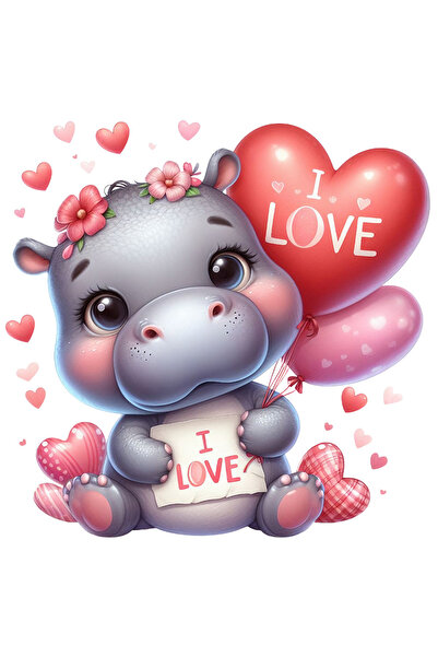 StoryGift Romania Sticker Adeziv 90CM cu un pui de hipopotam jucaus, ilustrat...