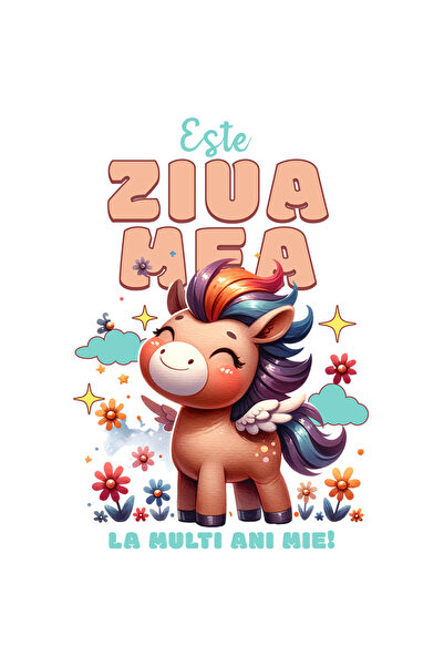 StoryGift Romania Sticker Eticheta 50CM cu Unicorn Vesel Mandru Cu Flori Text Este ziua Mea La multi Ani mie cu