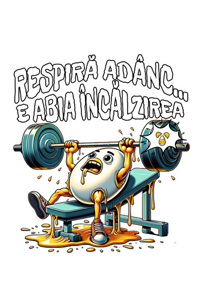 StoryGift Romania Sticker Autocolant 70CM cu Ou La Sala Greutate Extenuare Sport Dieta Motivational Respira Adan