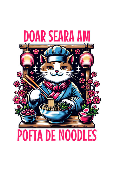 StoryGift Romania Sticker Cu Pisica Tinuta Asiatica Palarie Flori Roz Text Do...