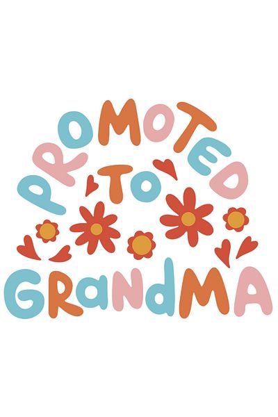 StoryGift Romania Sticker Eticheta 50CM Cu Mesaj In Engleza Promoted To Grandma, Bunica, Nepoti, Flori, Familie,