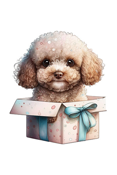 StoryGift Romania Sticker Eticheta 40CM cu un catel alb, foarte blanos, ilust...