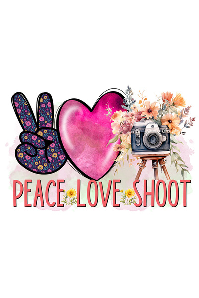 StoryGift Romania Sticker Adeziv 90CM cu mesajul "Peace, love, shoot", ilustr...
