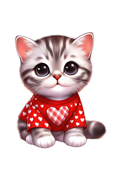 StoryGift Romania Sticker Autocolant 70CM cu o pisicuta care poarta o bluza c...