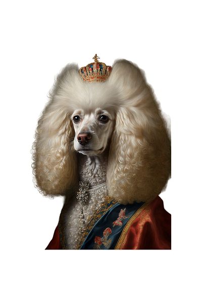 StoryGift Romania Sticker Adeziv 90CM Cu Portret Caine alb Puddle, Tinuta Regeasca, Accesorii De Argint, Iubitor