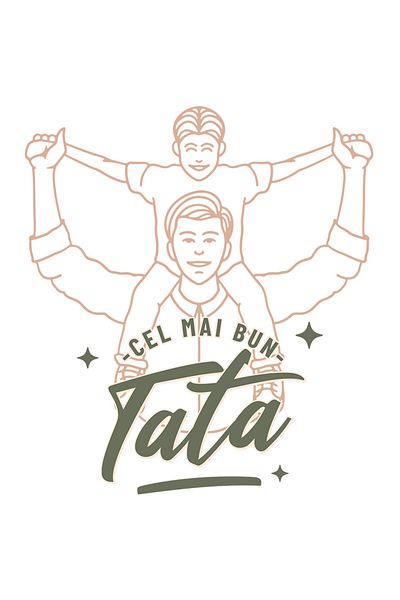 StoryGift Romania Sticker Eticheta 50CM cu Tata Si Fiu Veseli Text Cel Mai Bun Tata Din Lume, Familie Copii cu M