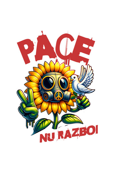 StoryGift Romania Sticker Cu Floarea Soarelui Cu Masca Toxic Porumbel Alb Tex...