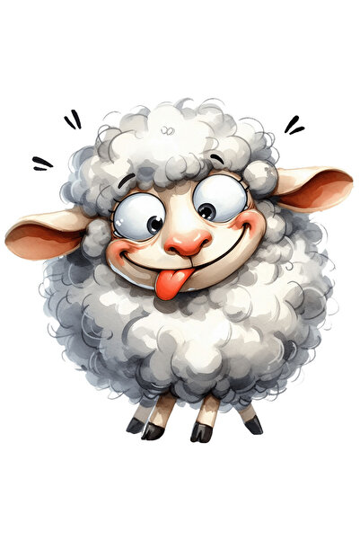 StoryGift Romania Sticker Eticheta 40CM cu o oita nebunatica, ilustratie, pri...