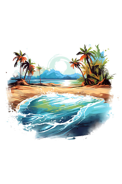 StoryGift Romania Sticker Autocolant 70CM cu o plaja, peisaj, mare, apa, ilus...