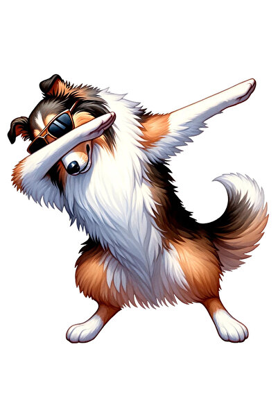 StoryGift Romania Sticker Cu Un Caine Care Danseaza, Ilustratie Cu Ochelari, ...