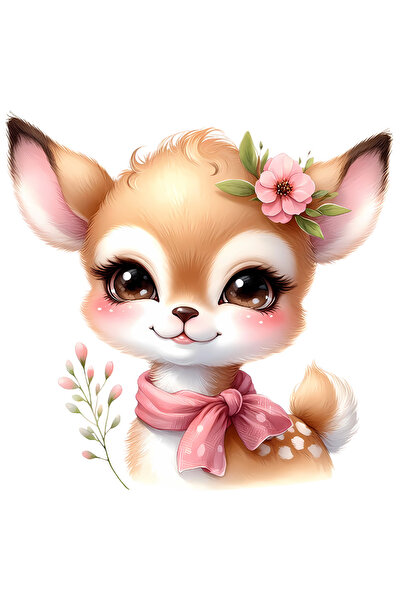 StoryGift Romania Sticker Adeziv 90CM cu o caprioara micuta, ilustratie, copi...