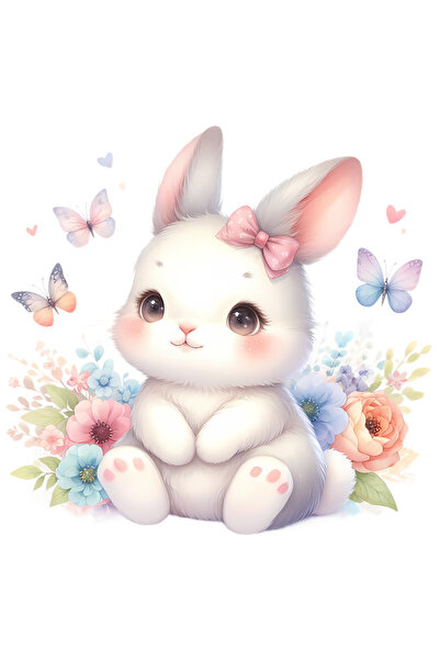 StoryGift Romania Sticker Autocolant 70CM cu o iepuroaica vesela, ilustratie,...