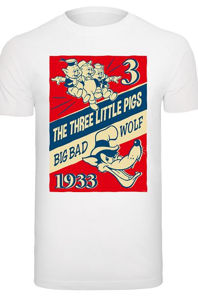 F4NT4STIC Herren Disney Three Little Pigs And The Big Bad Wolf With T-shirt Round Neck