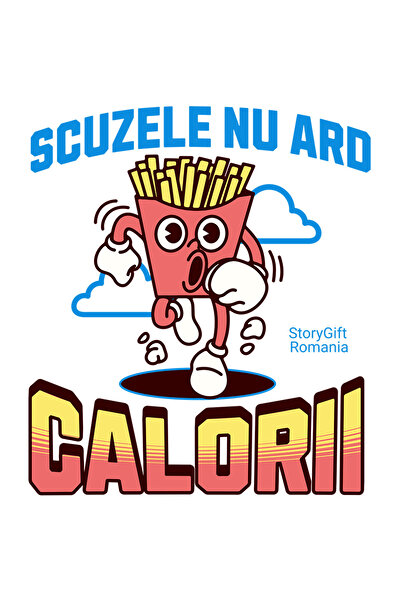 StoryGift Romania Sticker Adeziv 90CM cu Portie Cartofi Prajiti Alergand Cardio Fast Food Sport Sala Motivationa
