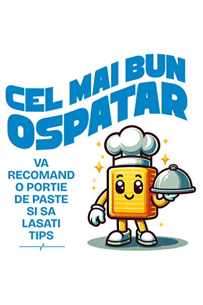 StoryGift Romania Sticker Autocolant 70CM cu Bucata De Unt Cu Palarie De Cheff Platou Text Cel Mai Bun Ospatar V