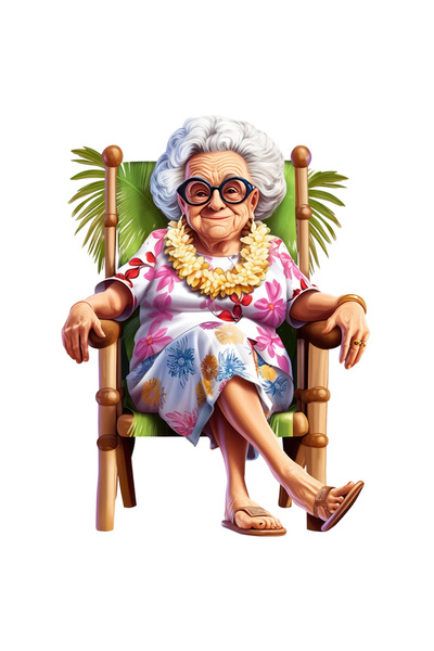 StoryGift Romania Sticker Autocolant 70CM cu o bunicuta cu ochelari care se r...