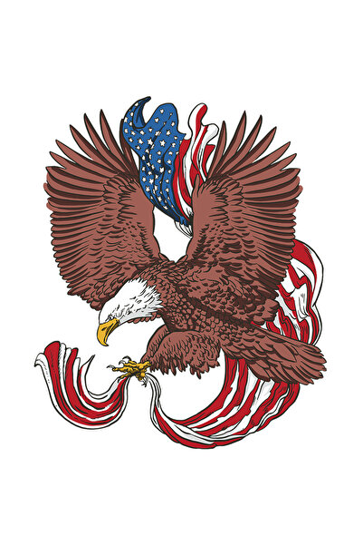 StoryGift Romania Sticker Adeziv 90CM Cu Vultur Maro Cu Cioc Galben In Zbor, ...