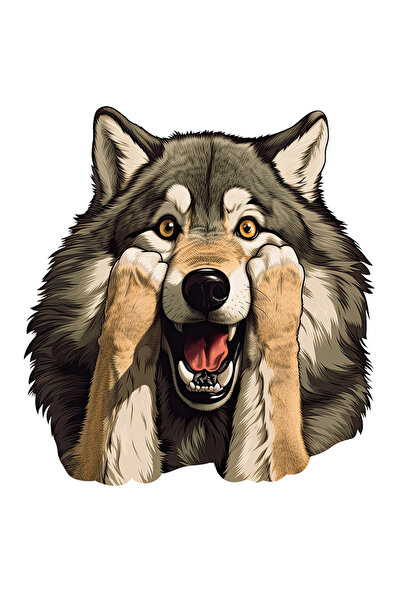 StoryGift Romania Sticker Eticheta 40CM cu un lup speriat, ilustratie, tremur...