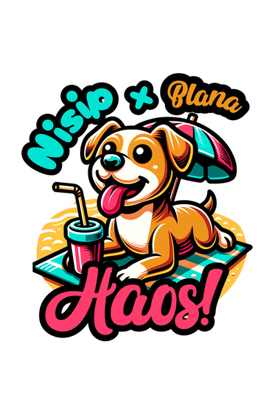 StoryGift Romania Sticker Eticheta 40CM Adeziv caine pe plaja, nisip+blana=ha...