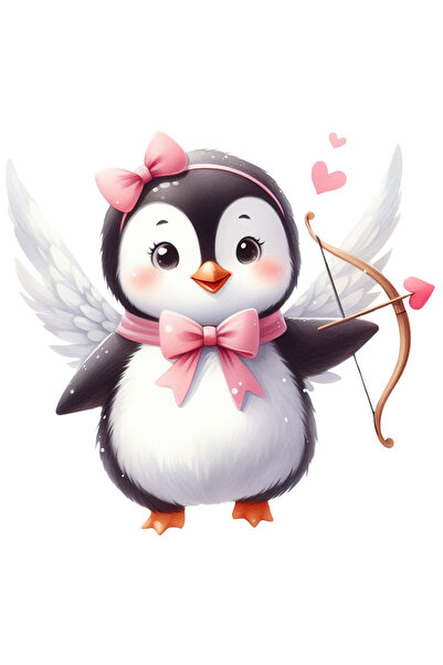 StoryGift Romania Sticker Autocolant 70CM cu un pinguin Cupidon, ilustratie, ...