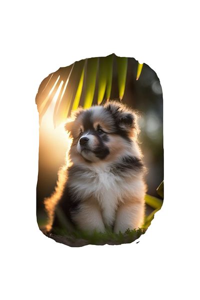 StoryGift Romania Sticker Autocolant 70CM cu Portret Caine Dragut, Rasa Lapphund finlandez, Blana colorata, Pufo