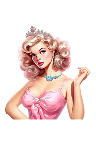 StoryGift Romania Sticker Eticheta 50CM cu o femeie frumoasa, Barbie, ilustra...