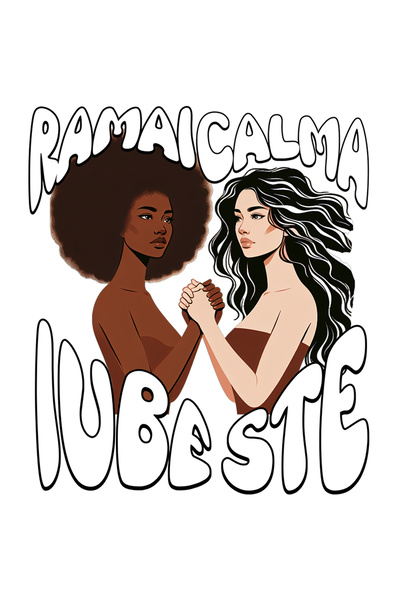 StoryGift Romania Sticker Autocolant 70CM Adeziv Sustinere intre Femei Text Pozitiv Ramai Calma Iubeste cu Margi