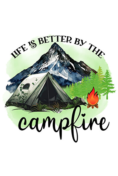 StoryGift Romania Sticker Adeziv 90CM cu mesajul "Life is better by the campf...