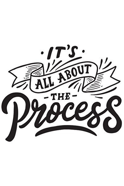 StoryGift Romania Sticker Adeziv 90CM Cu Mesaj It's All About The Process, Keep Up, Negru, cu Margini Albe, PVC