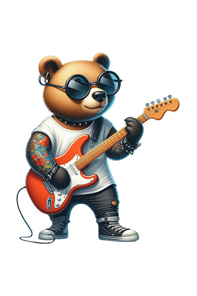 StoryGift Romania Sticker Autocolant 70CM cu un urs tatuat care canta la chit...