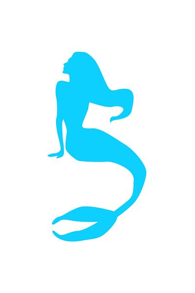 StoryGift Romania Sticker Adeziv 90CM Exterior cu o sirena cu parul lung - slaba , Vinyl Albastru, 90 cm