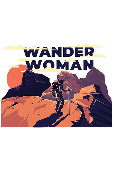 StoryGift Romania Sticker Eticheta 50CM Cu Mesajul Motivational Wonder Woman, Peisaj Montan, Cercetas, Silueta F