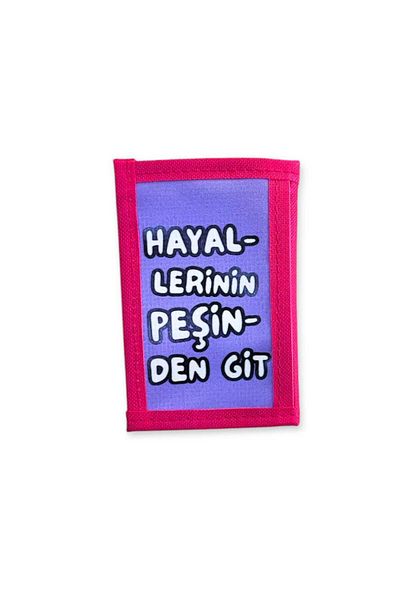 Bebek Özel Velcro Girl's Wallet Zippered Wallet Follow Your Colorful Dreams Printed Wallet
