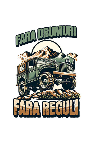 StoryGift Romania Sticker Autocolant 70CM Adeziv Masina Off-Road in Munte Text fara drumuri fara reguli Natura A