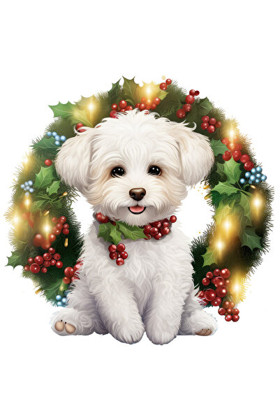 StoryGift Romania Sticker Eticheta 50CM cu un catel cu blana alba, ilustratie...